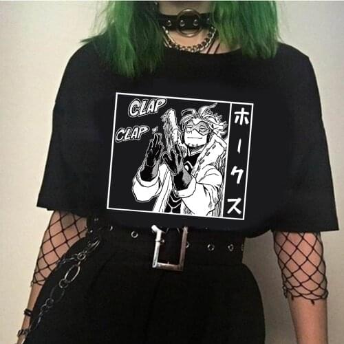 Anime My Hero Academia Hawks Print Oversized Men T Shirt Hip-Hop O-neck Summer Japanese Male Causal Tshirts Fashion Tees