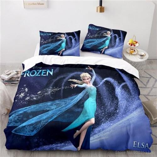 Disney Cartoon Frozen Elsa Princess Bedding Set Twin Full Queen King Comforter Cover Pillowcase Duvet Cover Set for Home Bedroom