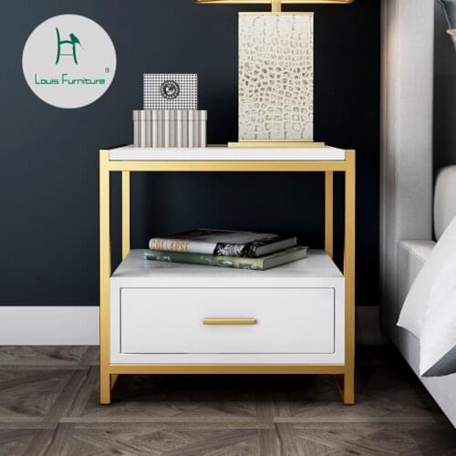 Louis Fashion Nightstands Bedside cabinet iron art simple modern simple bedroom bedside accommodation mini storage