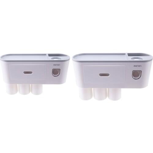 Multifunctional Wall-Mounted Toothbrush Holder, Automatic Toothpaste Squeezer, Bathroom Storage Box with Drawer