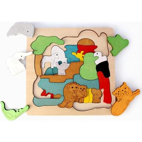 Multilayer Classic Cartoon Puzzle 3D Animal Baby Wooden childrens Educational Toys childrens Educational Toys