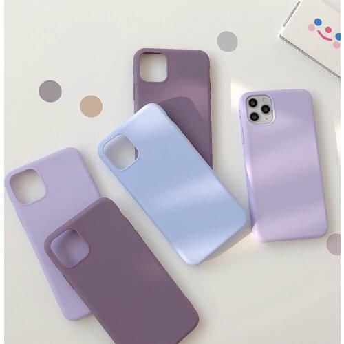 Fashion Solid Color Style Soft IMD Soft Silicone Phone Case For iphone Xs XR 12 Mini 11 Pro Max SE 6s 7 8 Plus Purple Back Cover