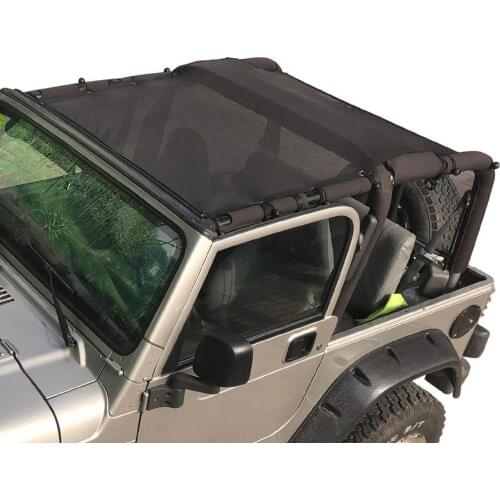 Newest Black Soft Top Cover Sunshade Mesh UV Protection for Jeep Wrangler TJ 1997-2006