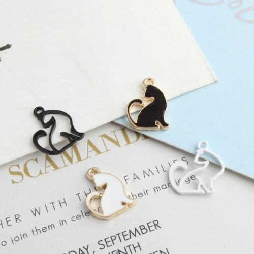 MRHUANG New 10PCS Oil Drop Animal Cat Enamel Charms DIY Jewelry Bracelet Necklace Pendant Charms Gold Tone Enamel Floating Charm