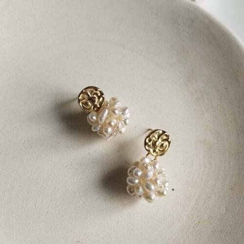 New Arrival Fashion Freshwater Pearl Hangmade Ball Drop Earrings Silver 925 Statement Korean Dangle Earring Party Gifts Jewelry