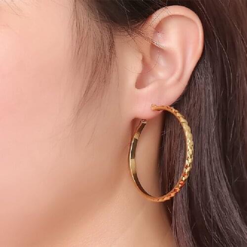 New Earrings European and American Temperament Big Ear Ring Exaggerated Earrings Stainless Steel Big Ring Golden Jewelry