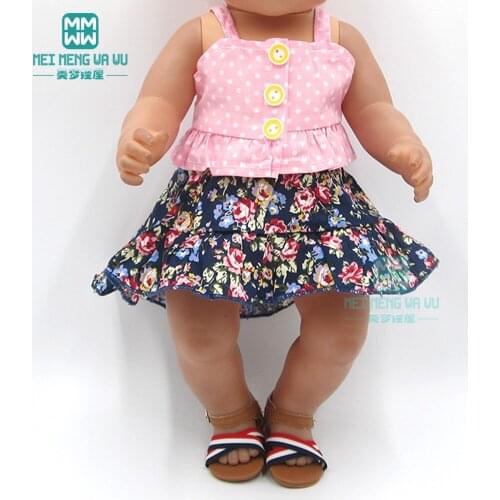 Clothes for doll fit 43-45cm baby toy new born doll and American doll fashion Camisole + Floral Short Skirt