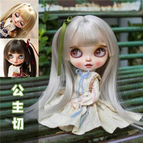 BJD doll wig is suitable for Blythe size high temperature silky bangs with easy transformation with bow doll accessories