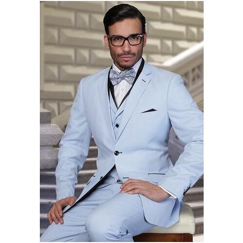 Latest Coat Pant Designs Light Blue Wedding Suits For Men Slim Fit 3 Piece Groom Tuxedo Custom Blazer Prom Suit Terno Masculino