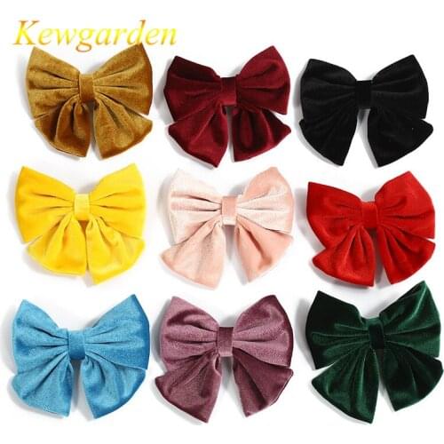 Kewgarden Velvet retro large bow childrens hair accessories new girls headdress 5pcs