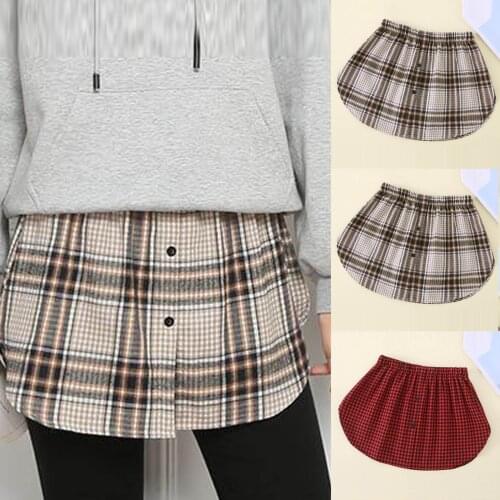 Sagace Plaid elastic band extended skirt with bottom artifact womens skirt small foreign style high waist slim temperament skir