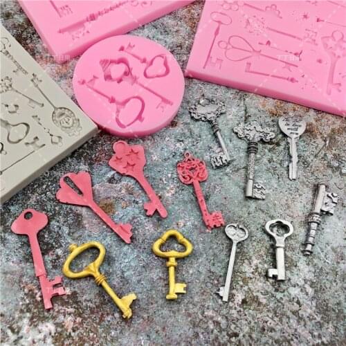 Retro key cake silicone mold fondant mold cake decorating tools chocolate gumpaste mold