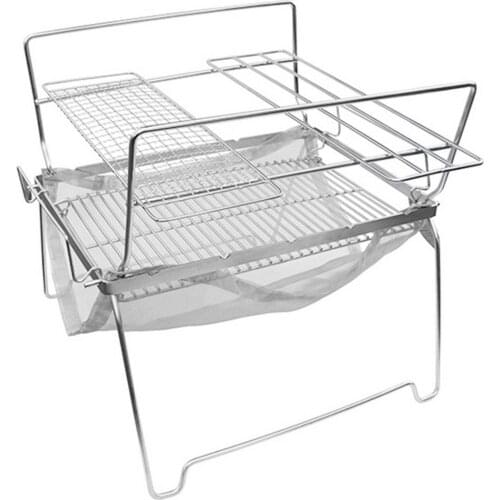 Portable Stainless Steel BBQ Grill Surface Folding Adjustable Barbecue Grill Outdoor Camping Picnic Charcoal Grill Barbecue Tool