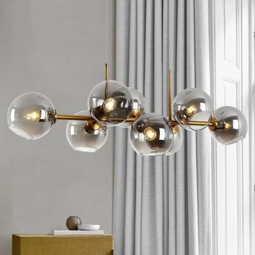 Modern Led Glass Ball Pendant Lights Gold Black Table Dining Room Kitchen Decoration Hanging Lamp Home Decor Indoor Lighting