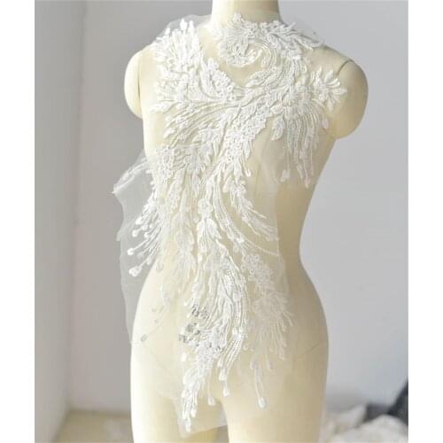 3d Beading Embroidery Feather Lace Flower Wedding Evening Dress Headdress Decoration Material Clothing Handmade