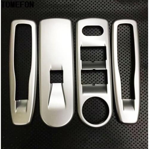 TOMEFON For Renault Captur 2015 2016 2017 ABS Chrome Door Window Glass Inner Panel Armrest Lift Switch Button Trim Part 4pcs