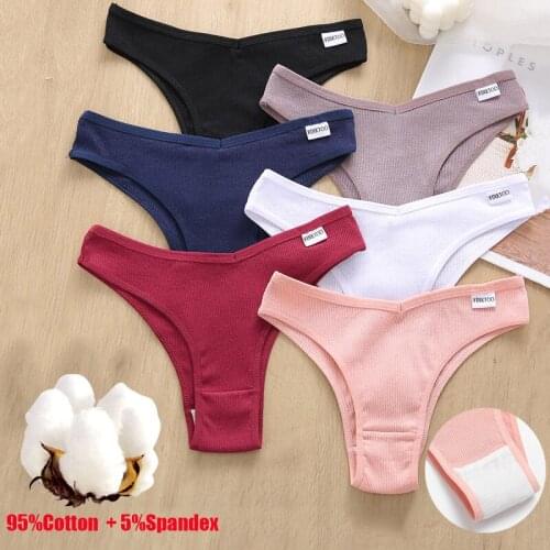 2021 Stripe Cotton Panties Women Soft Comfortable Womens Panties Sexy G-string Underwear 3pcs Female T-back V Waist Underpants