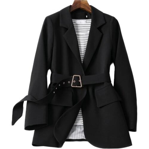 Spring Black Small Suit Coat Women 2021 Korean Suits Tops Ladies Casual Loose Jacket Coat Autumn Fashion Blazer Women Clothing