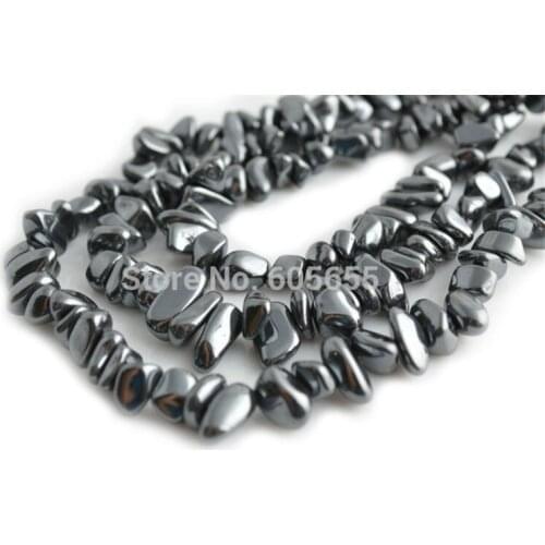 High Quality 5~8mm Natural Hematite Irregular Shape Stone Chips Loose Beads 1 Strand