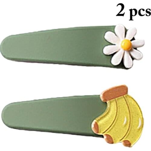 2pcs Personality Design Hair Clip Creative Cute Fruit Flower Decor Hairpin Hair Barrette For Women Girls Hair Accessories