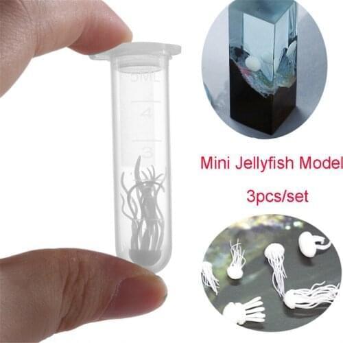 3Pcs Mini Jellyfish Model Resin Mold DIY Ocean Theme Fillers Materials Craft Set