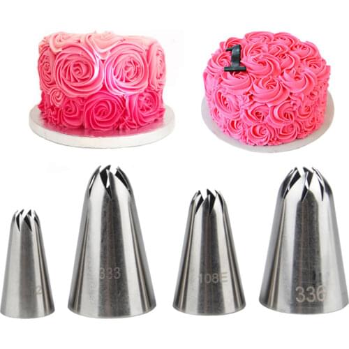 4pcs Spiral Rose Nozzles Cake Decorating set Pastry Tips Cream icing piping baking tools bakeware