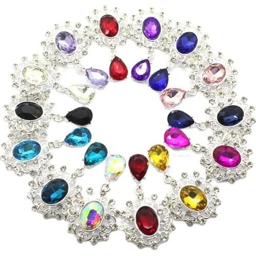 YWXINX 10Pcs new alloy shiny rhinestone flat brooch, DIY wedding holiday wine bottle invitation pendant creative decoration