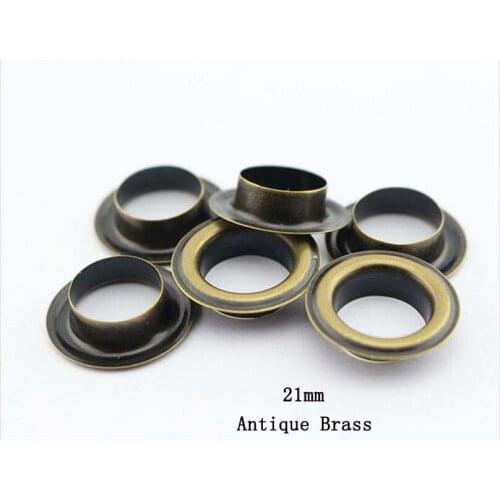 50pcs/lot 35# inner 21.5mm big round metal brass eyelets with washer metal grommets nickle bronze free shipping +tools