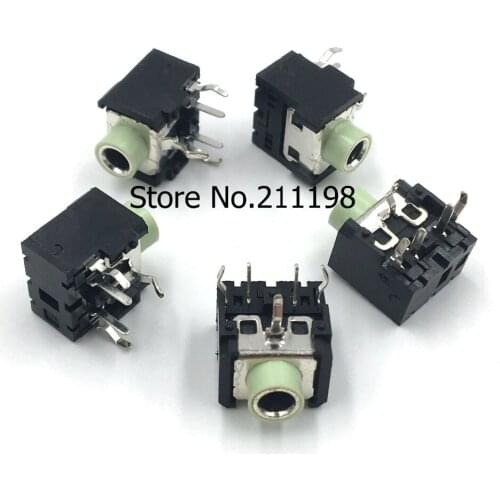 50Pcs/Lot Pj306 Light Green Headphones Plug Female 3.5Mm Headphone Socket Double Track Socket Stereo Socket