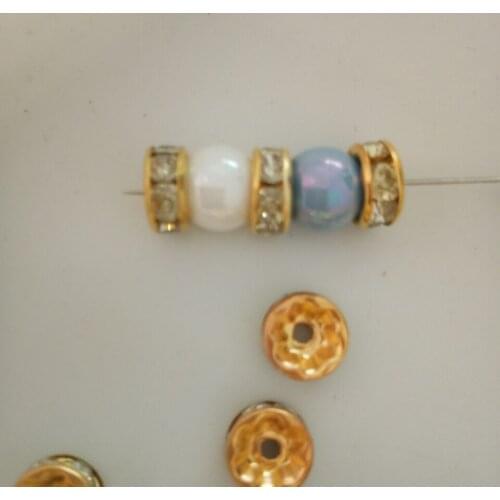 500ocs 8mm plastic Resin Rhinestone Beaded Isolated Fixed beads Bracelets Necklace Accessories diy Jewelry findings Connection