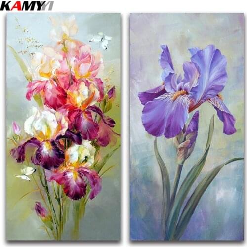 5D DIY Diamond painting Cross stitch purple flowers Full Square Diamond embroidery Iris Full Round Diamond mosaic of irises Sale
