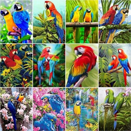AZQSD Adult Oil Painting By Numbers Parrot DIY Unframe Coloring By Numbers Animal Picture For Living Room Home Decoration