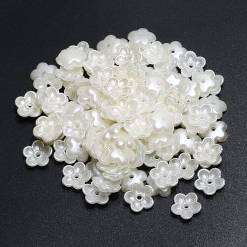 10mm 200pcs five petal flower Imitation Pearl Acrylic Spacer Beads For Jewelry Charm Making Earrings Beads Caps DIY Supplies
