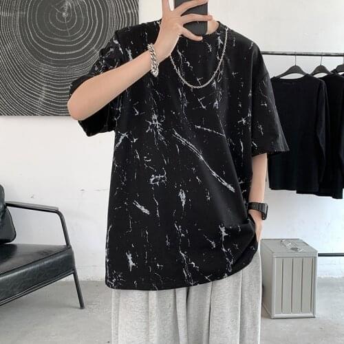 Splash Ink Short-sleeved T-shirt Male Summer 2021 New Fashion Brand Half Sleeve Mens Bottoming Shirt