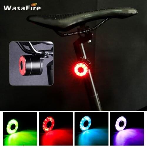 Mini Colorful LED Bicycle Rear Light Road Mountain Bike Light USB Rechargeable Taillight 6 Color 5 Modes Cycling Warning Lamp