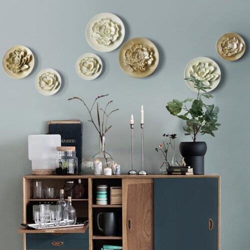 European Resin Lotus Flower Wall Hanging Crafts Decoration Home Livingroom Wall Mural Ornaments Hotel Club Wall Sticker Pendant