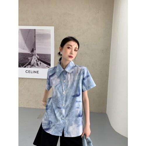 FONELY FAIRY Spring Blouse Women Vintage Print Blouse Shirt Summer Button Shirt 2021 Fashion Turn Down Collar Casual Pullover To