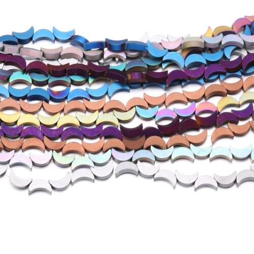 Natural Stone Moon Shape Hematite Beads for Jewelry Making Charms Beads Diy Bracelet Necklace Accessories Jewelry Findings