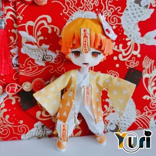 Demon Slayer Kimetsu No Yaiba Agatsuma Zenitsu Zombie Handmade OB11 1/12 BJD Doll Clothes Outfit Toy Clothing Cosplay Gift C