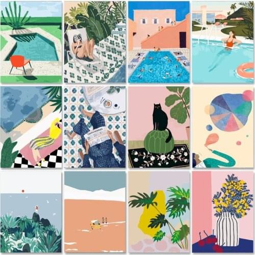 GATYZTORY Landscape Painting By Numbers Cartoon Handpainted On Canvas DIY Oil Painting By Numbers 40x50cm