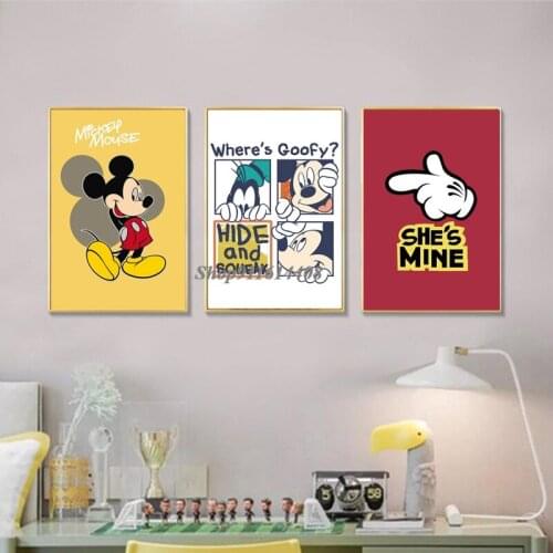 Canvas Paintings Disney Anime Cartoon Mickey Minnie Mouse Donald Duck Poster Prints Wall Art Picture Living Kids Room Home Decor