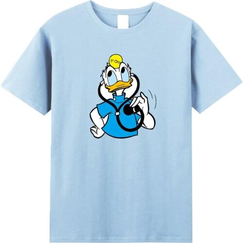 Kawaii Donald Duck Print T-Shirts Disney Fashion Brand T-shirts Men Summer Harajuku T-shirt Male Fashion Cotton Male Streetwear