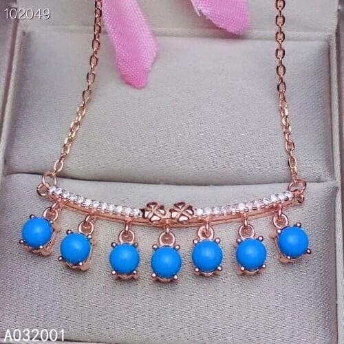 KJJEAXCMY fine jewelry natural blue Turquoise 925 sterling silver women gemstone pendant necklace chain support test popular