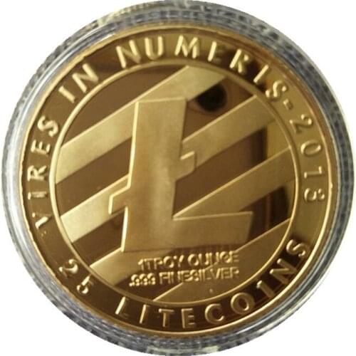 40*1.5mm Creative Souvenir Gold Plated LTC Litecoin Collectible Gift Art Collection Commemorative Replica Coins Gift