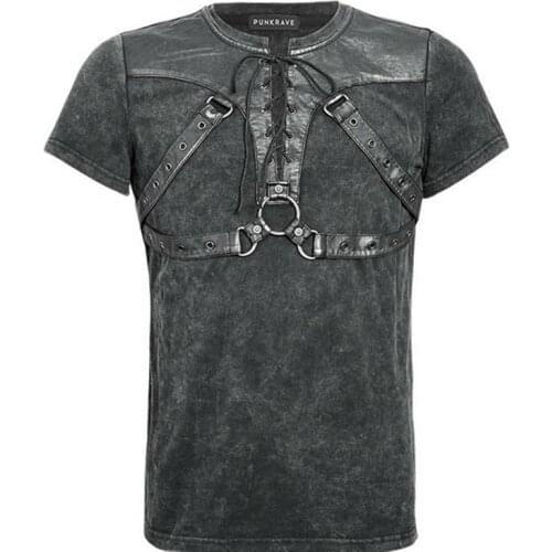 Brand Punk Summer Solider Short Sleeve Men's T-shirt Gothic Rock Black Tops T-shirt Plus Sizes XXXXL Mens Clothing