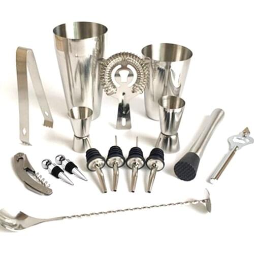 Bar Set 15-Piece Mixology Bartender Kit Cocktail Shaker Mixer Drink Browser Kit Whiskey Martini Shaker and Drink Mixing Bar Tool