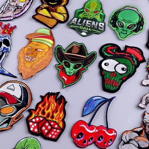 Diy Joker/Alien Punk Patch Embroidery Patches For Clothing Sewing Badge Patch Iron On Patches On Clothes Stripe Sticker Applique