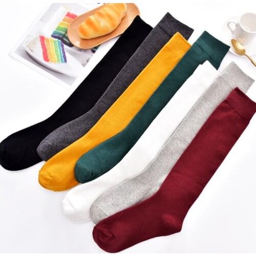 New Womens Stockings Thigh High Socks Fashion Sexy Soft Cotton Warm Breathable Solid Color Medias Long Knee Socks Harajuk Style