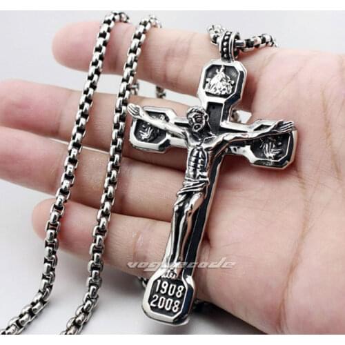 Huge and Heavy Fashion Lovers Pendant Solid 316L Stainless Steel Jesus Crucifix Cross Unisex Pendant 3V001
