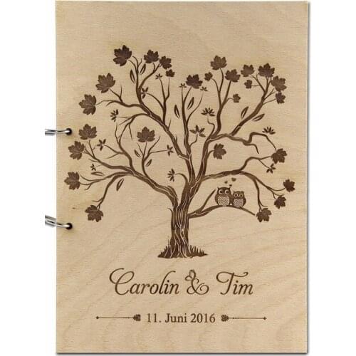 Personalized Love Owl Wedding Guest Book with name and date ,Custom Wooden Sign Photo Album for Baby Rustic Love Tree